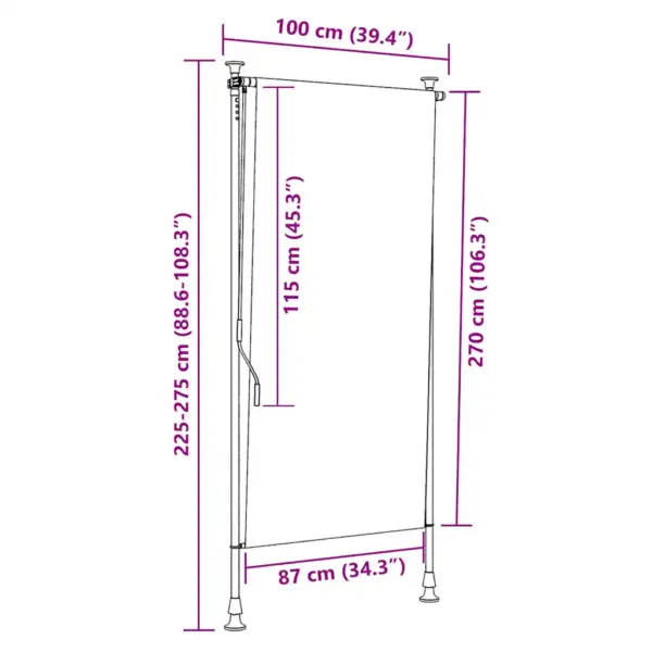 Käsivändaga väliruloo rõdule ja terrassile, antratsiithall, 100 x 270 cm – 7
