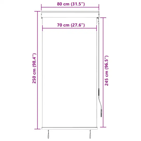Käsivändaga väliruloo rõdule ja terrassile, kreemjasvalge, 80 x 250 cm – 9