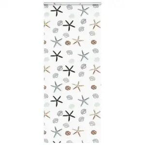 Kassetiga duširuloo meritähtede ja karpidega mustriga, PEVA, 100 x 240 cm, kanga laius 96 cm