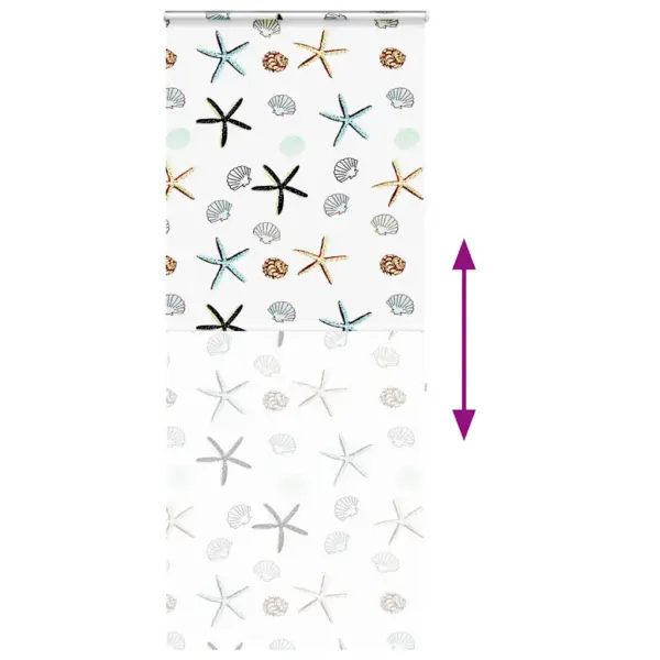 Kassetiga duširuloo meritähtede ja karpidega mustriga, PEVA, 100 x 240 cm, kanga laius 96 cm – 5