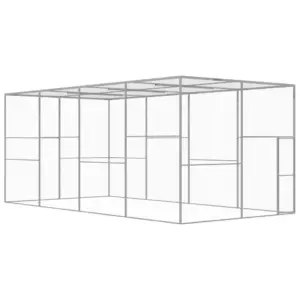 Õuekasside aedik tsingitud terasest, hõbedane, 6 x 3 x 2,5 m