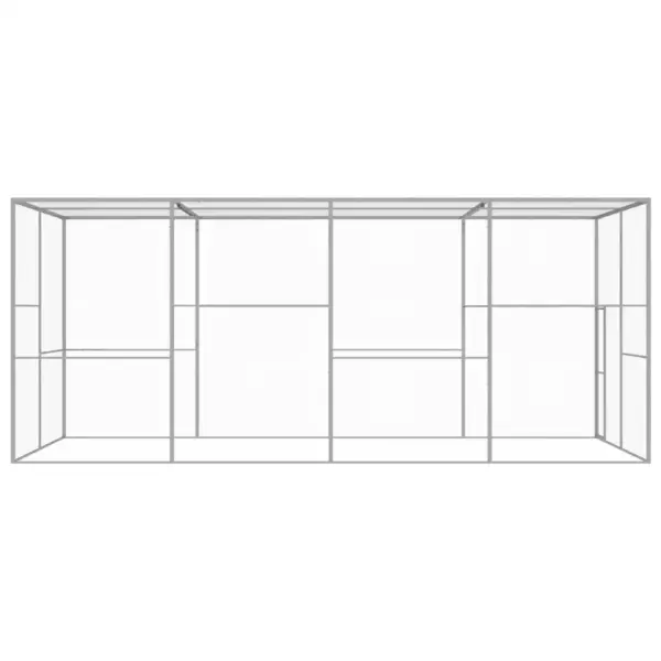 Õuekasside aedik tsingitud terasest, hõbedane, 6 x 3 x 2,5 m – 3