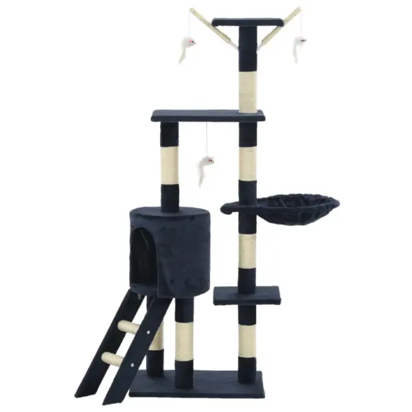 Tumesinine kassimaja ja kraapimispuu sisalköiega, 138 cm – 3