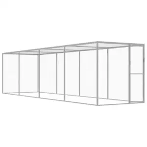 Õuekasside puur tsingitud terasest, hõbedane, 6 x 1,5 x 1,5 m