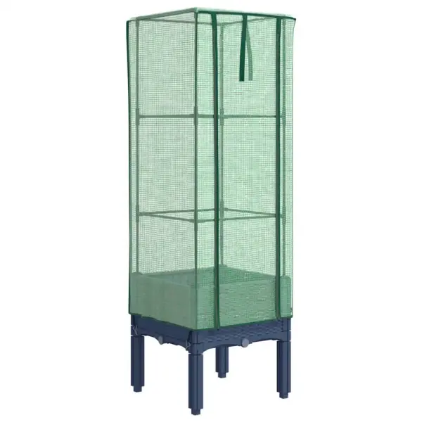 Kasvuhoonekattega kõrgendatud taimekast, rotangi välimus, sinakashall, 40 x 40 x 140 cm – 2