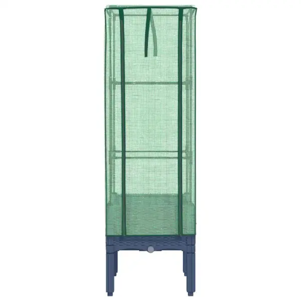 Kasvuhoonekattega kõrgendatud taimekast, rotangi välimus, sinakashall, 40 x 40 x 140 cm – 4