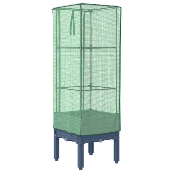 Kasvuhoonekattega kõrgendatud taimekast, rotangi välimus, sinakashall, 40 x 40 x 140 cm – 6