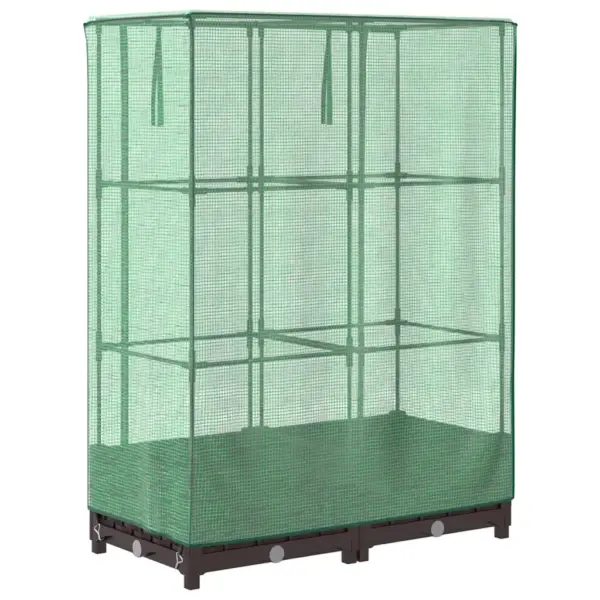 Kasvuhoonekattega kõrgendatud taimekast, rotangi välimus, pruun, 80 x 40 x 123 cm – 6