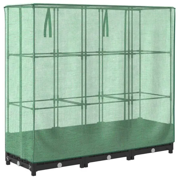 Kasvuhoonekattega kõrgpeenar, rotangimustriga, must, 120 x 40 x 123 cm - 6