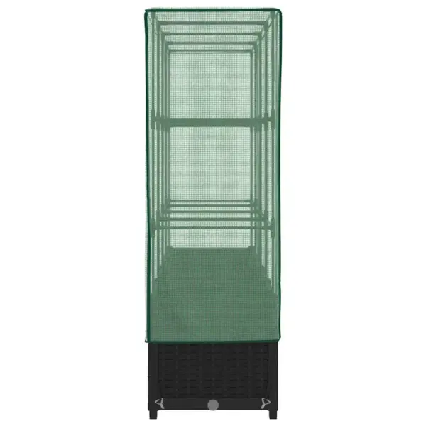 Kasvuhoonekattega kõrgpeenar rotangi imitatsiooniga, must, PP, 160 x 40 x 138 cm – 5