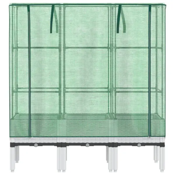 Kasvuhoonekattega kõrgendatud taimekast, rotangiimitatsiooniga, valge, 120 x 40 x 140 cm – 4