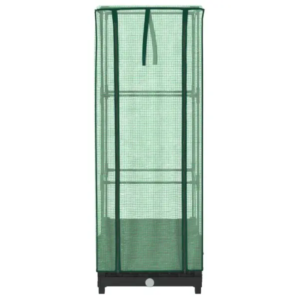 Kasvuhoonekattega kõrgendatud taimekast, rotangiimitatsioon, must, 40 x 40 x 123 cm – 4