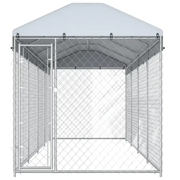 Katusega koeraaed tsingitud terasest, 760 x 192 x 225 cm – 4