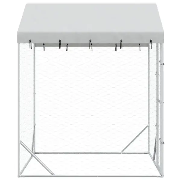 Katusega koeraaedik tsingitud terasest, hõbedane, 2 x 2 x 2,5 m – 5