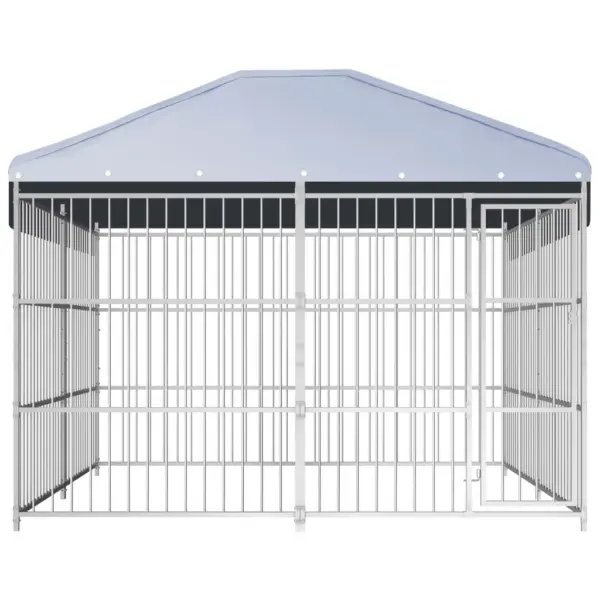 Katusega koeraaedik tsingitud terasest, hõbedane, 300 x 300 x 200 cm – 2