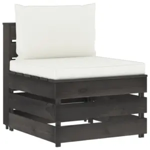 Kaubaalustest keskmine diivanmoodul istme- ja seljapadjaga, hallimmutatud männipuit, kreemjasvalged padjad, 60 x 70 x 66 cm