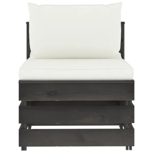 Kaubaalustest keskmine diivanmoodul istme- ja seljapadjaga, hallimmutatud männipuit, kreemjasvalged padjad, 60 x 70 x 66 cm – 3