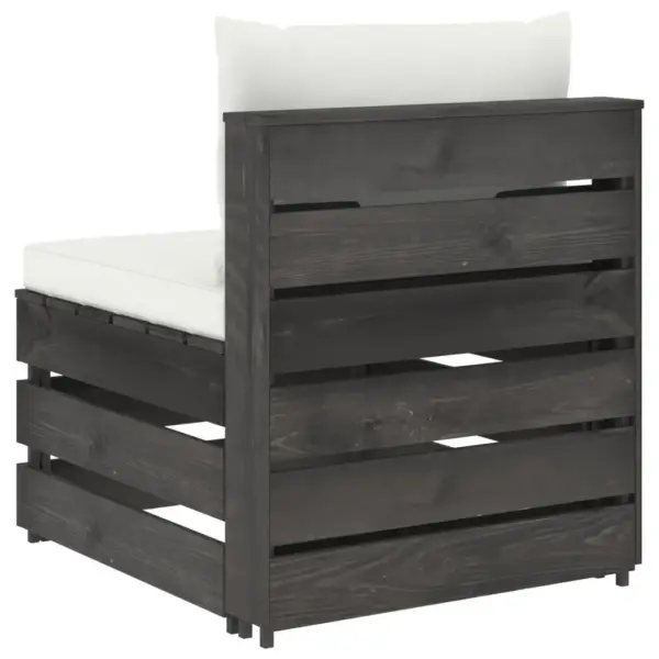 Kaubaalustest keskmine diivanmoodul istme- ja seljapadjaga, hallimmutatud männipuit, kreemjasvalged padjad, 60 x 70 x 66 cm – 4