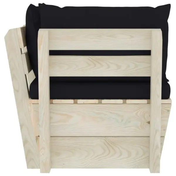 Kaubaalustest nurgadiivan mustade patjadega, immutatud kuusepuit, 60 x 60 x 65 cm – 4