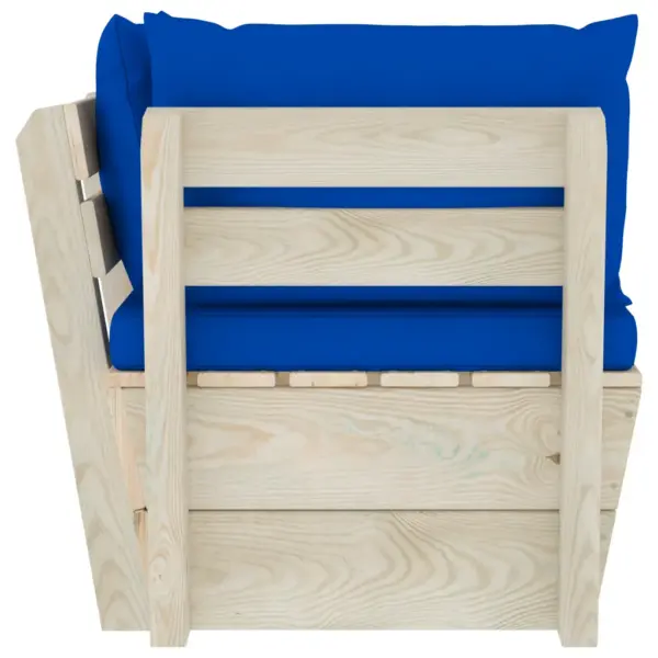 Kaubaalustest nurgadiivan siniste patjadega, immutatud kuusepuit, 60 x 60 x 65 cm – 4