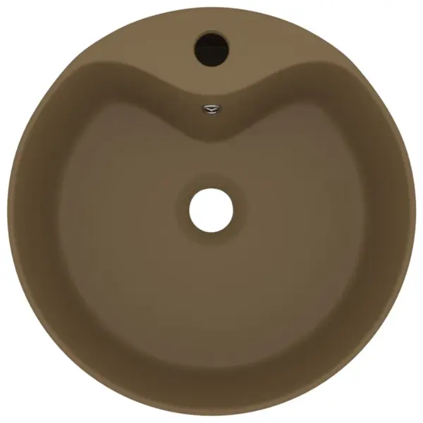 Ümmargune keraamiline kapipealne valamu, matt kreemjas, 36 x 13 cm – 3