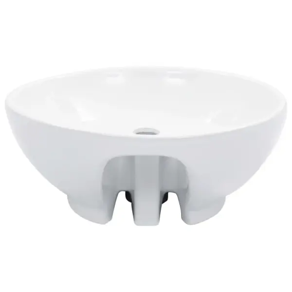 Ümmargune keraamiline valamu ülevooluavaga, kapi peale, 46,5 x 18 cm, valge – 3