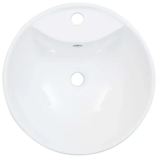 Ümmargune keraamiline valamu ülevooluavaga, kapi peale, 46,5 x 18 cm, valge – 4