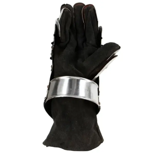 Keskaegse rüütli raudrüü kindad LARP-iks, hõbedane teras, sametvoodriga – 6