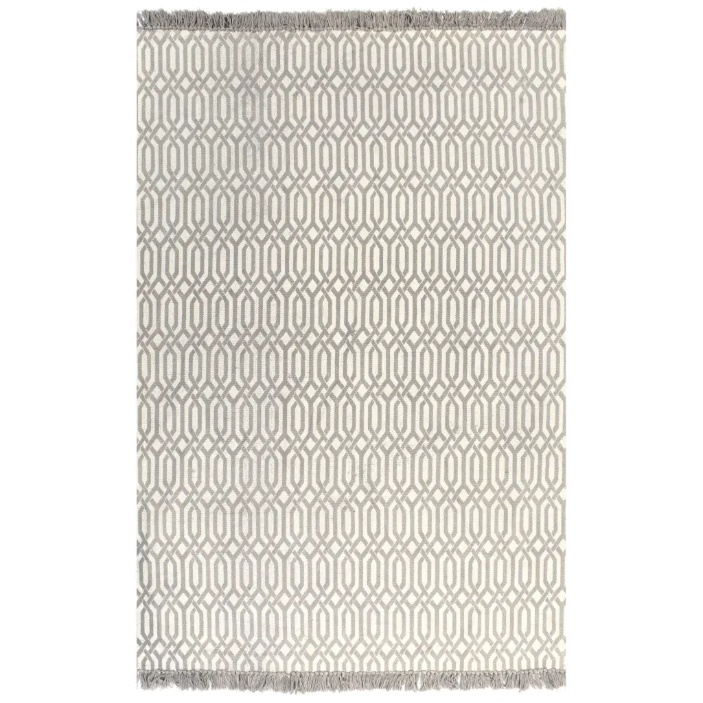 Kilim vaip narmastega, pruunikashall mustriline puuvill, 120 x 180 cm
