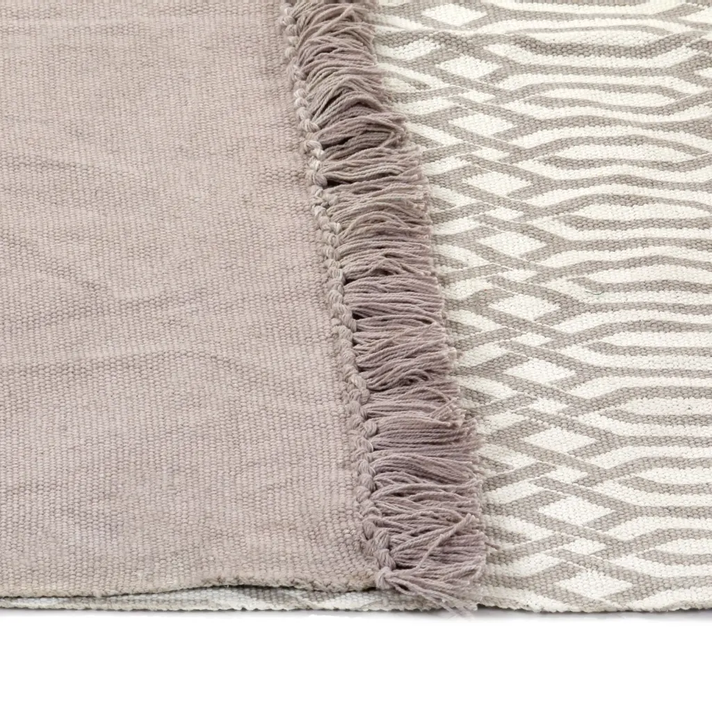 Kilim vaip narmastega, pruunikashall mustriline puuvill, 120 x 180 cm