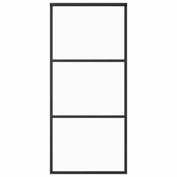 Läbipaistev ESG-klaasist liuguks musta alumiiniumraamiga, 90 x 205 cm – 2