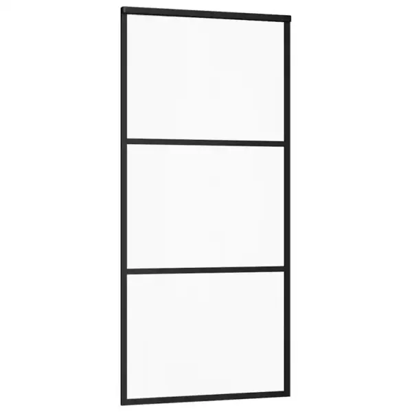Läbipaistev ESG-klaasist liuguks musta alumiiniumraamiga, 90 x 205 cm – 3