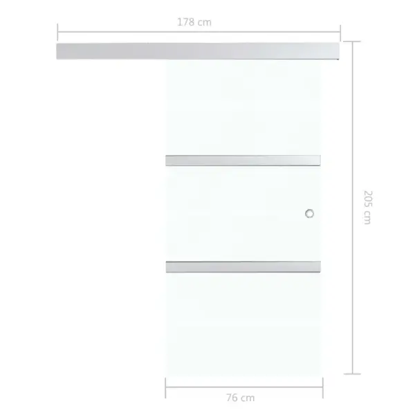 Klaasist lükanduks pehmete piirajatega, hõbedane ESG-klaas ja alumiinium, 76 x 205 cm – 8