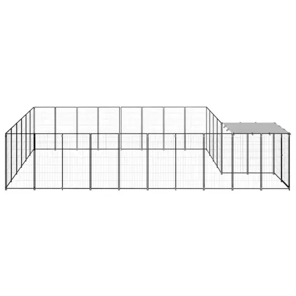 Koera väliaedik veekindla PE-katusega, must/hõbehall pulbervärvitud teras, 15,73 m² – 4