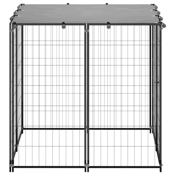 Koeraaedik veekindla katusega, must ja hõbehall, 110 x 110 x 110 cm, pulbervärvitud teras – 3