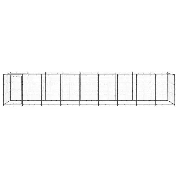 Koeraaedik katusega, pulbervärvitud teras, 21,78 m², must ja hõbedane – 4