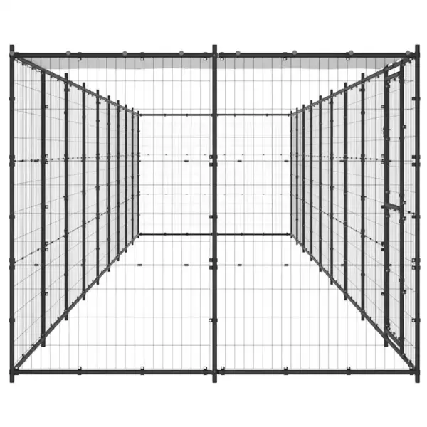 Koeraaedik katusega, pulbervärvitud teras, 21,78 m², must ja hõbedane – 5