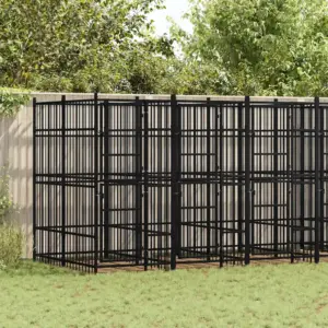 Suur koeraaedik õue jaoks, must pulbervärvitud teras, 576 x 192 x 200 cm