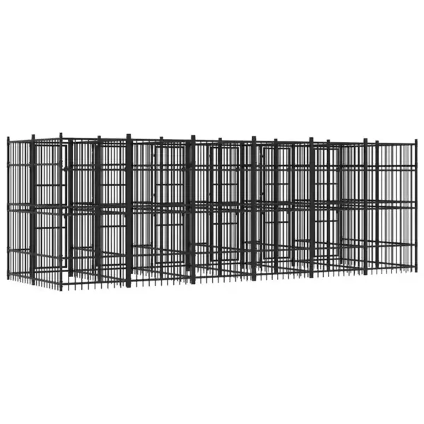 Suur koeraaedik õue jaoks, must pulbervärvitud teras, 576 x 192 x 200 cm – 7