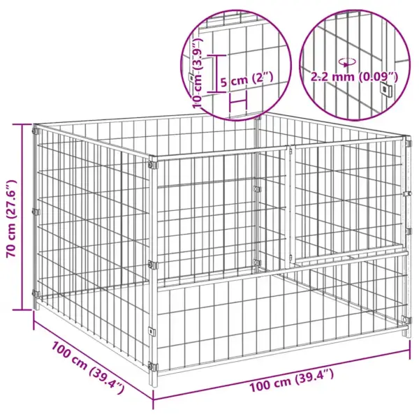Koeraaedik turvalukuga, must teras, 100 x 100 x 70 cm – 8