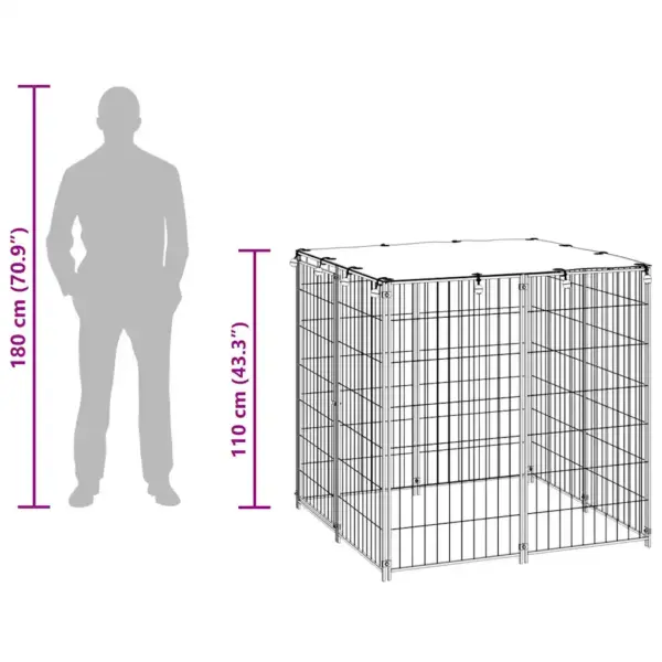Aia koeraaedik veekindla katusega, hõbedane teras, 110 x 110 x 110 cm – 9