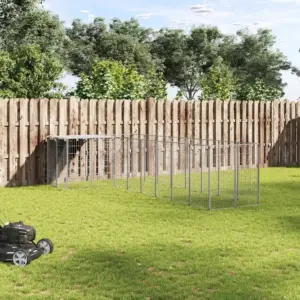 Koeraaedik veekindla katusega, hõbedane ja hall, teras, 6,05 m², 220 x 440 x 110 cm