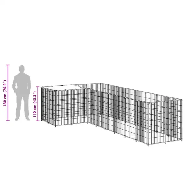 Koeraaedik veekindla katusega, hõbedane ja hall, teras, 6,05 m², 220 x 440 x 110 cm – 8