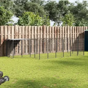 Koeraaedik veekindla katusega, 8,47 m², must/hõbehall teras