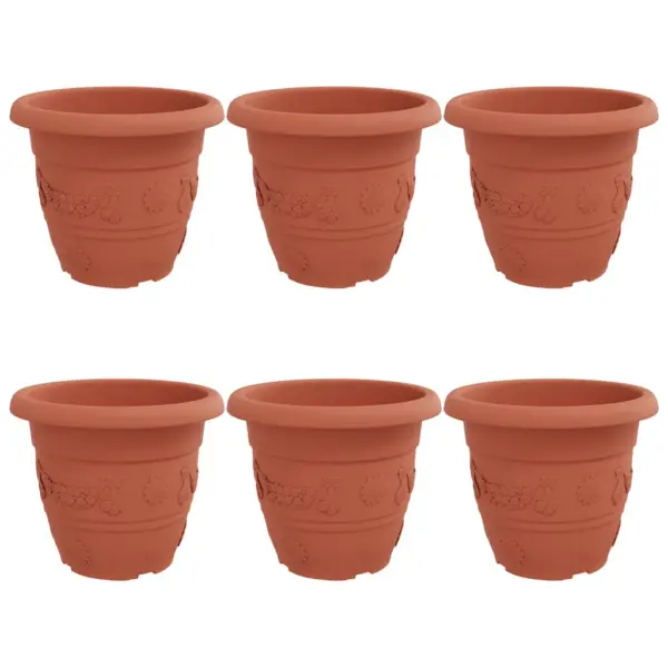 Ümmargune plastlillepott keeratud servaga, kohviroosa, Ø 26 x 21,5 cm, 6 tk – 2