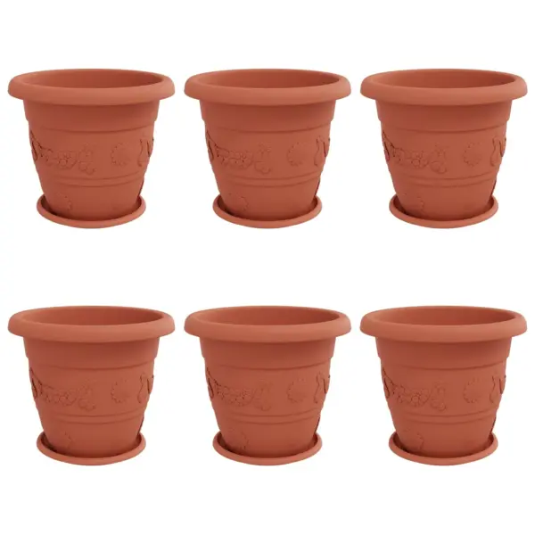Plastikust taimepotid drenaažiavadega, kohviroosa, Ø 26 x 21,5 cm, 6 tk – 2
