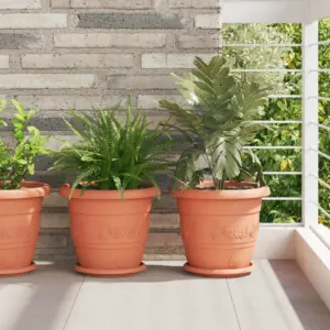 Plastist taimepotid drenaažiavadega, kohviroosa, Ø 26 x 21,5 cm, 6 tk