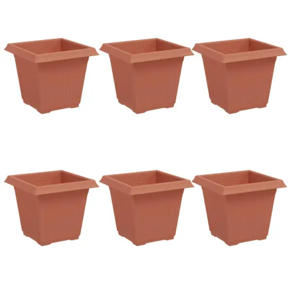 Ruutlillepotid, 6 tk, kohviroosa plastmass, 16 x 16 x 14 cm – 2