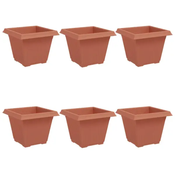 Ruutlillepotid äravooluaukudega, kohviroosa plast, 6 tk, 38 x 38 x 30 cm – 2