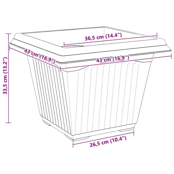 Ruutlillepotid drenaažiavadega, kohviroosa plastmass, 6 tk, 43 x 43 x 33,5 cm – 10